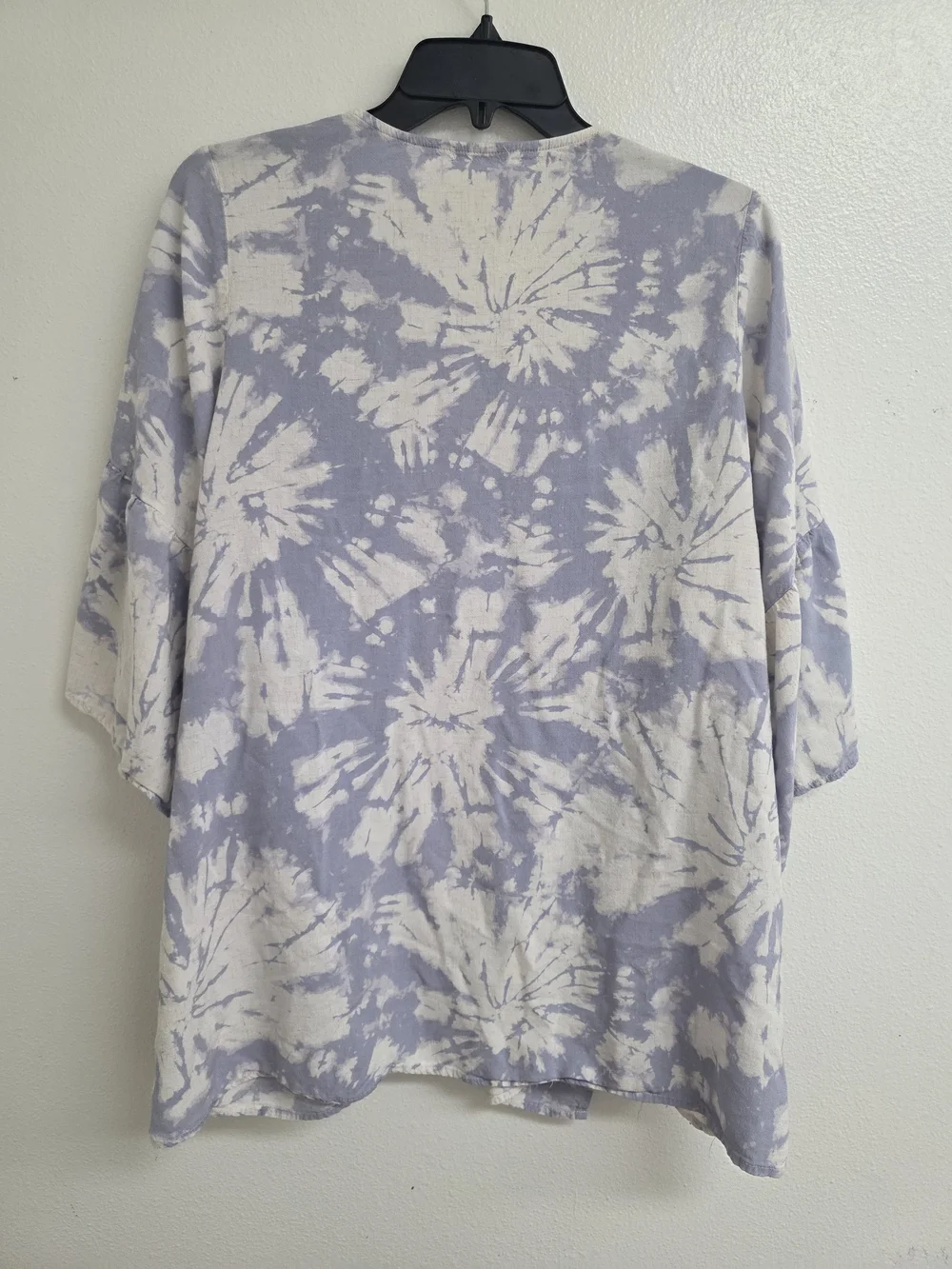 Ava & Viv Lilac and White Tie-Dye Open Front Kimono Cardigan (0698)